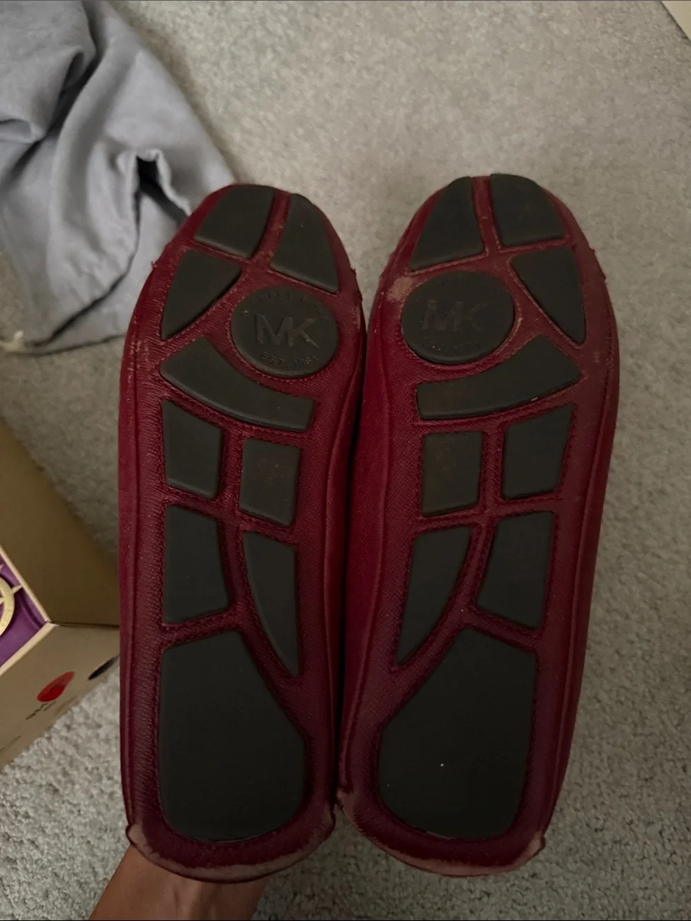 Michael Kors Burgundy Logo Round-Toe Ballet Flats